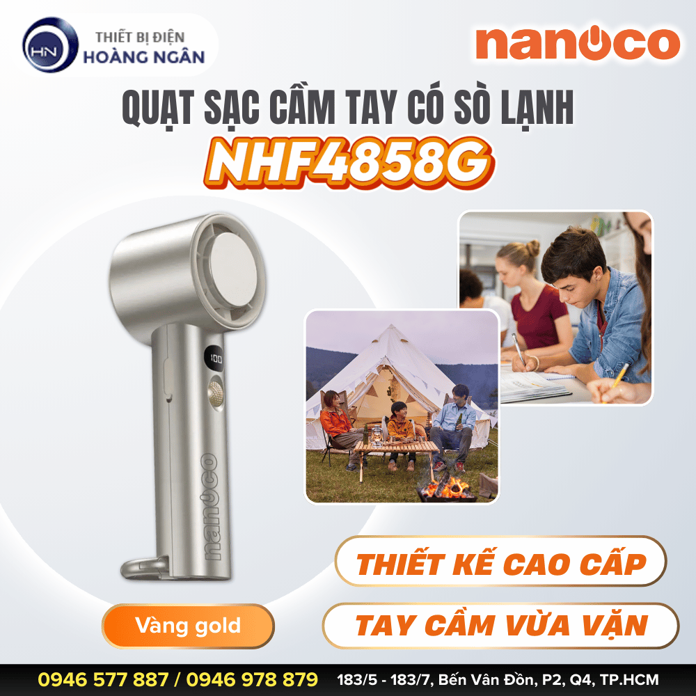 Quạt Sạc Cầm Tay Có Sò Lạnh Nanoco NHF4858G