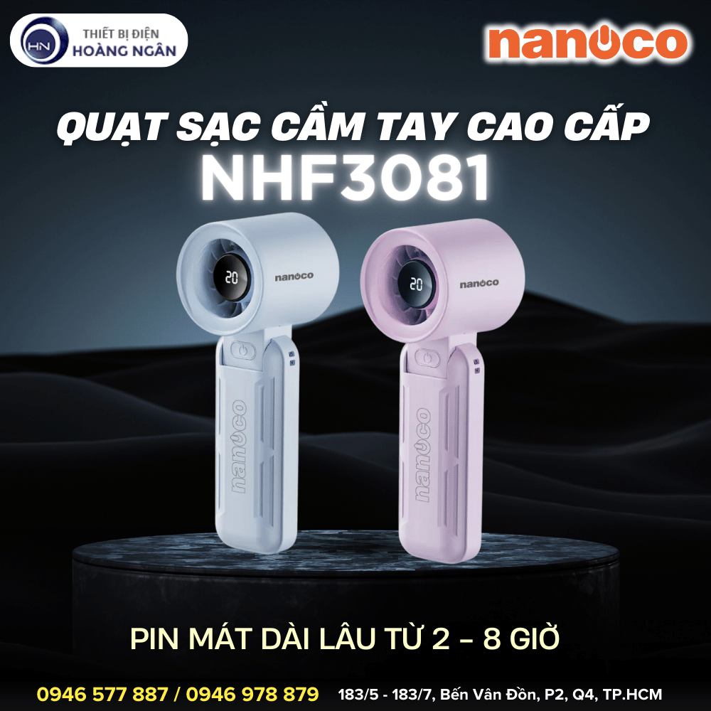 Quạt Sạc Cầm Tay NHF3081B Nanoco