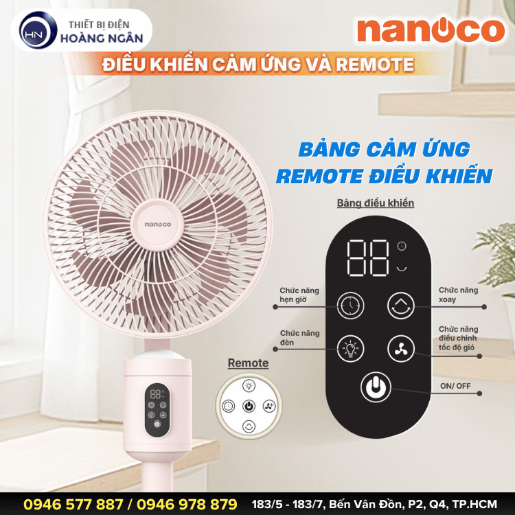Quạt Sạc Đứng Nanoco NRF9025W và NRF9025P