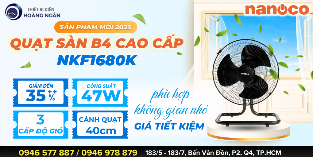Quạt Sàn Chân Quỳ Nanoco B4 NKF1680K – Giải Pháp Tiết Kiệm Cho Không Gian Nhỏ