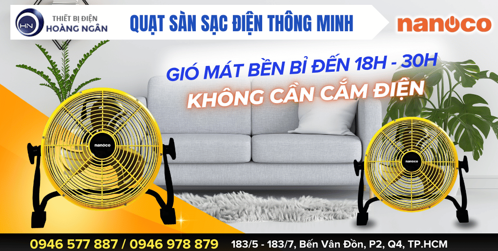 Quạt Sàn Sạc Điện Nanoco NRF1230L, NRF1640L