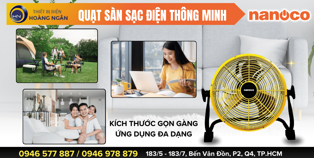 Quạt Sàn Sạc Điện Nanoco NRF1230L, NRF1640L