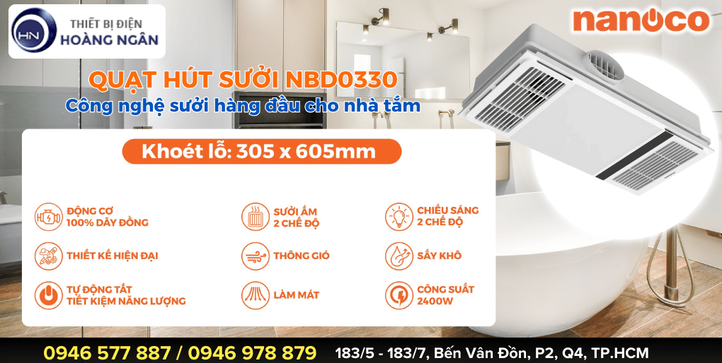 QUẠT SƯỞI ẤM THÔNG GIÓ NBD2560 NANOCO - CÔNG SUẤT SƯỞI ẤM 2400W MẠNH MẼ - KÈM NHIỀU TÍNH NĂNG THÔNG MINH HIỆN ĐẠI