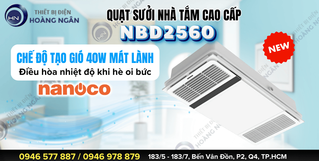 Quạt sưởi âm trần NBD2560 Nanoco công suất lớn 2400W 