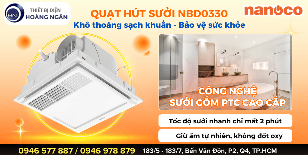 Quạt Sưởi Âm Trần Thông Gió NBD0330 Nanoco