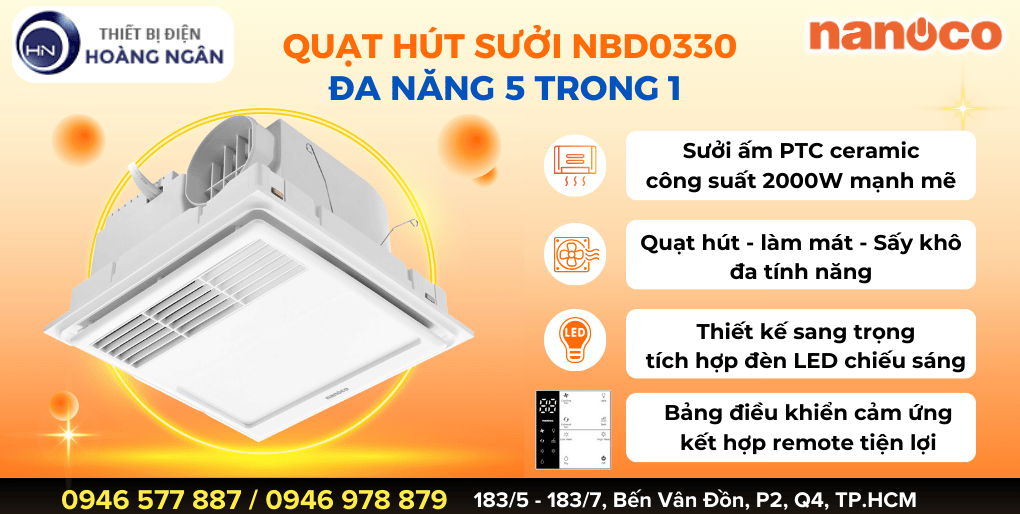 Quạt Sưởi Âm Trần Thông Gió NBD0330 Nanoco