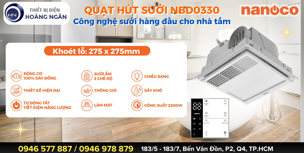 Quạt Sưởi Âm Trần Thông Gió NBD0330 Nanoco