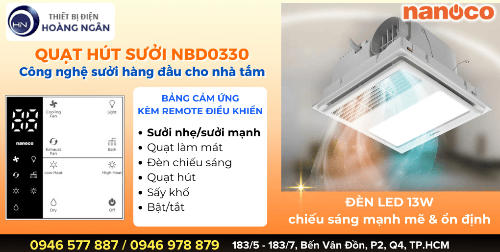 Quạt Sưởi Âm Trần Thông Gió NBD0330 Nanoco