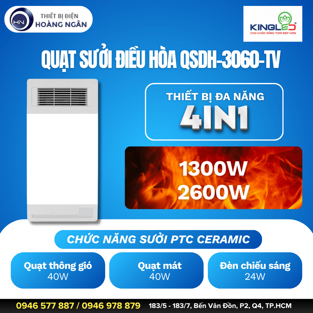 Quạt Sưởi Điều Hòa Kingled QSDH-3060-TV