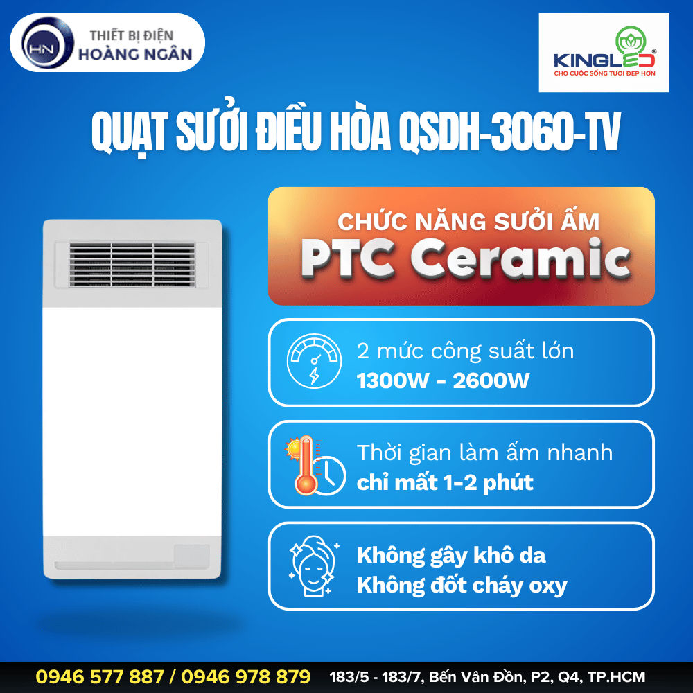 Quạt Sưởi Điều Hòa Kingled QSDH-3060-TV