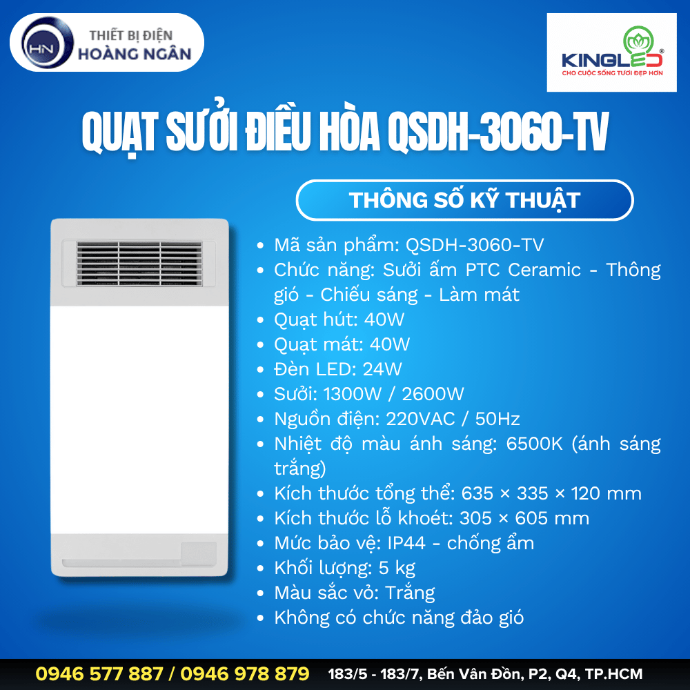 Quạt Sưởi Điều Hòa Kingled QSDH-3060-TV