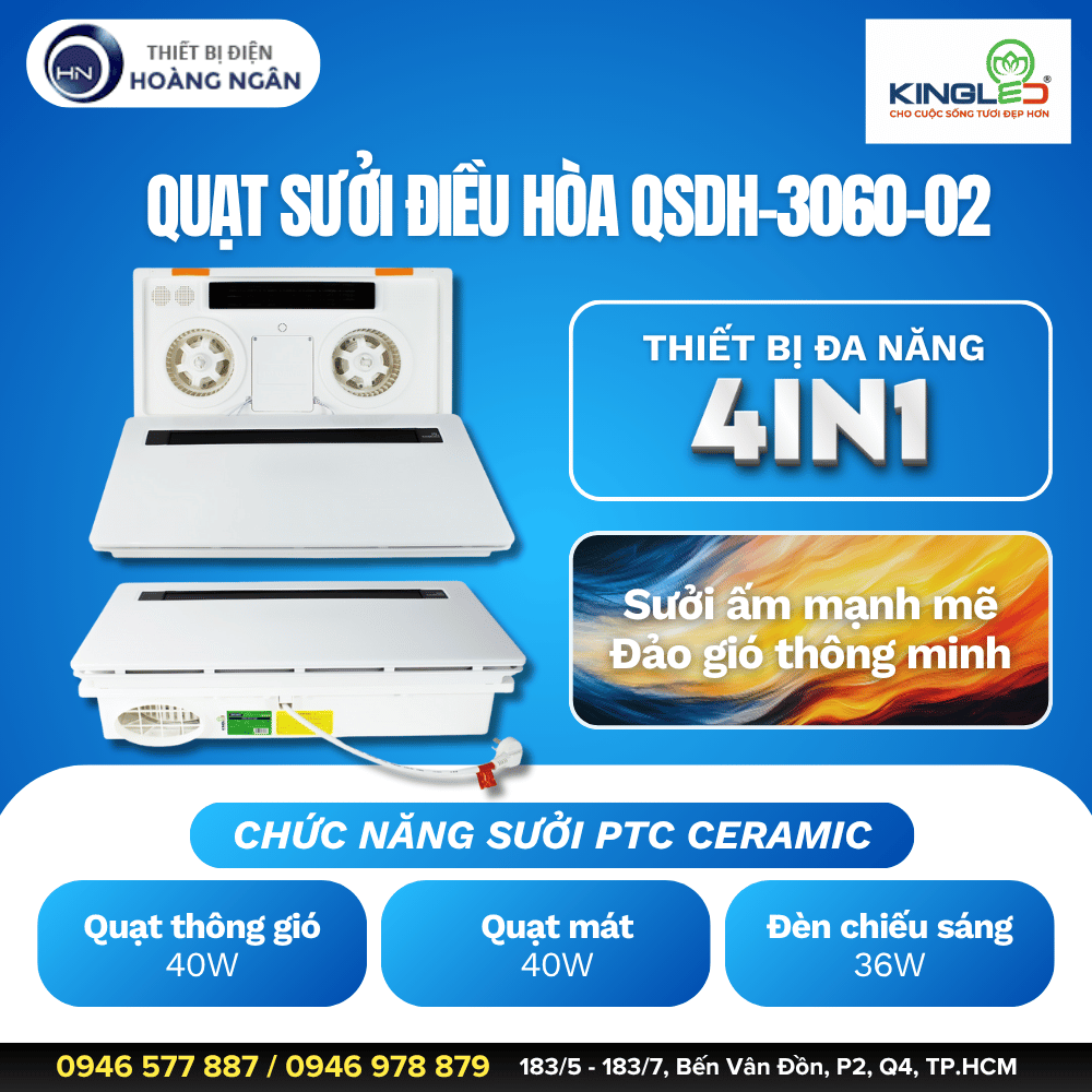 Quạt Sưởi Điều Hòa Kingled QSDH-3060-02