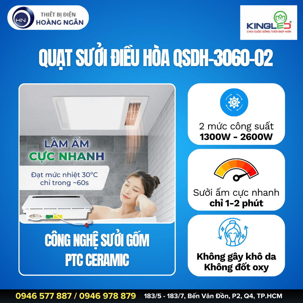 Quạt Sưởi Điều Hòa Kingled QSDH-3060-02