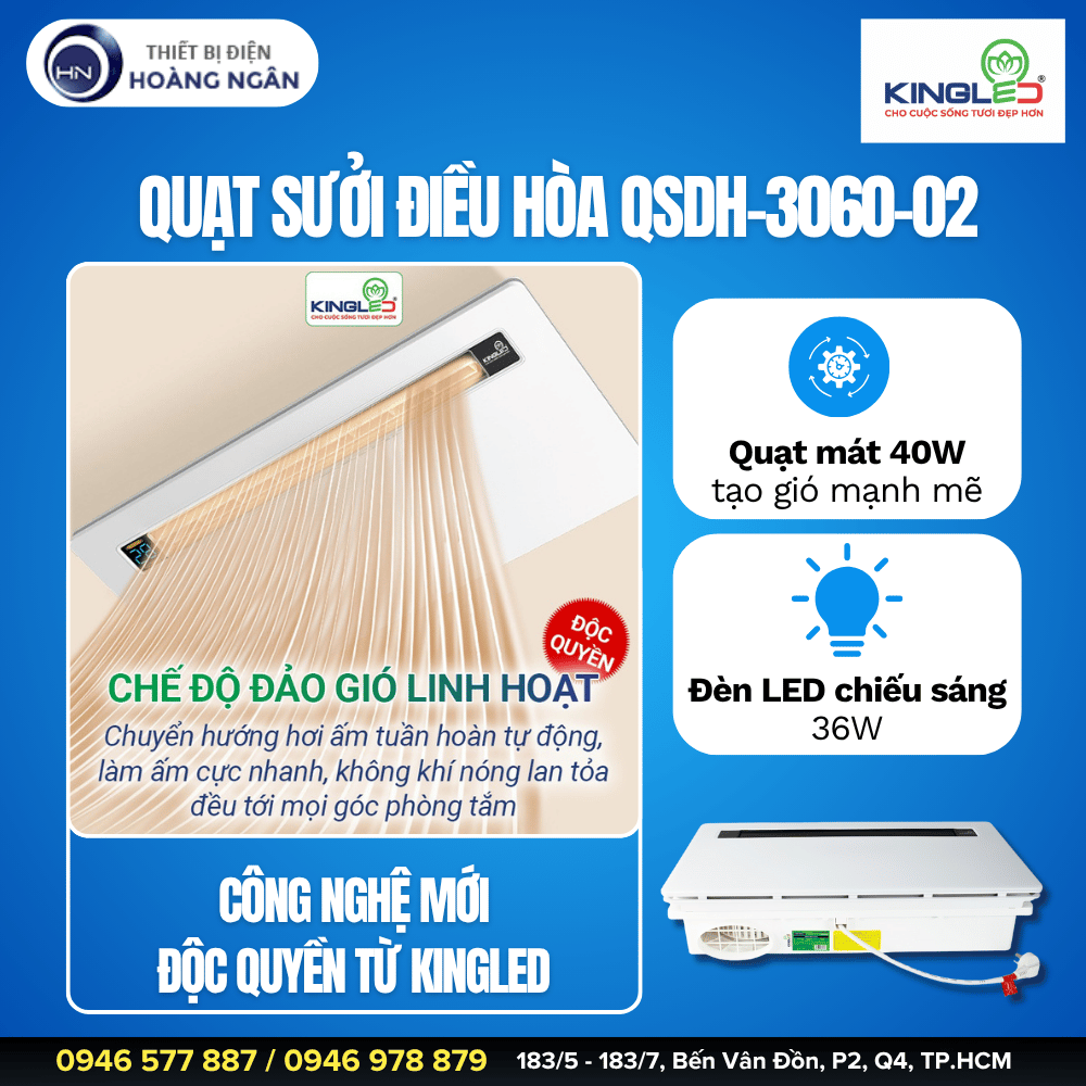 Quạt Sưởi Điều Hòa Kingled QSDH-3060-02