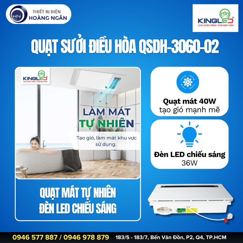 Quạt Sưởi Điều Hòa Kingled QSDH-3060-02
