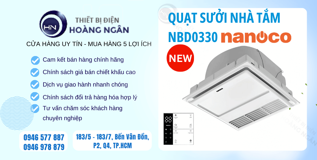 Quạt Sưởi Nhà Tắm Hút Mùi NBD0330 Nanoco