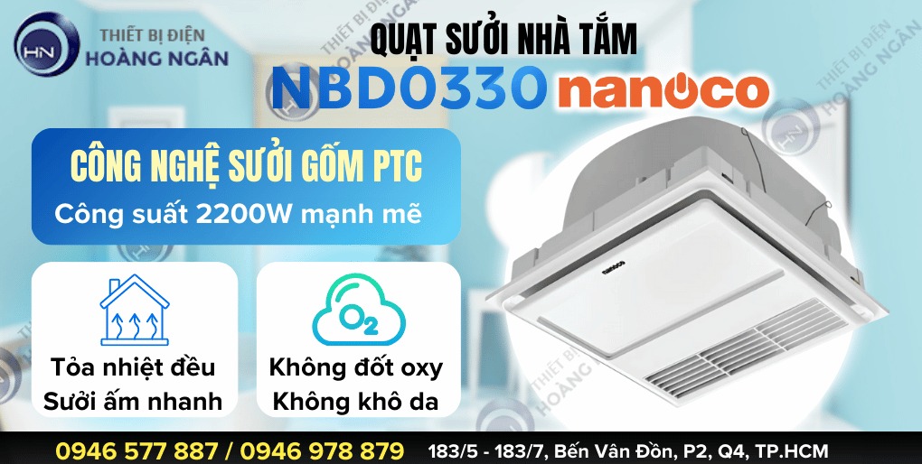 Quạt Sưởi Nhà Tắm NBD0330 Nanoco