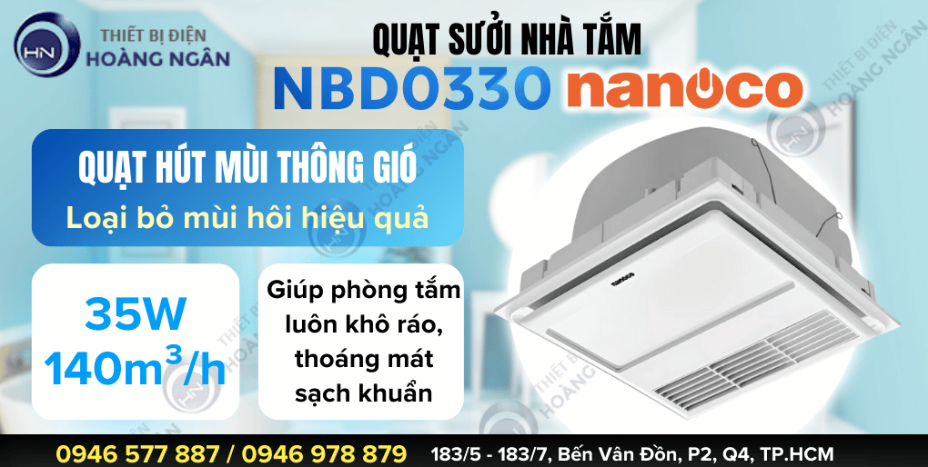 Quạt Sưởi Nhà Tắm NBD0330 Nanoco