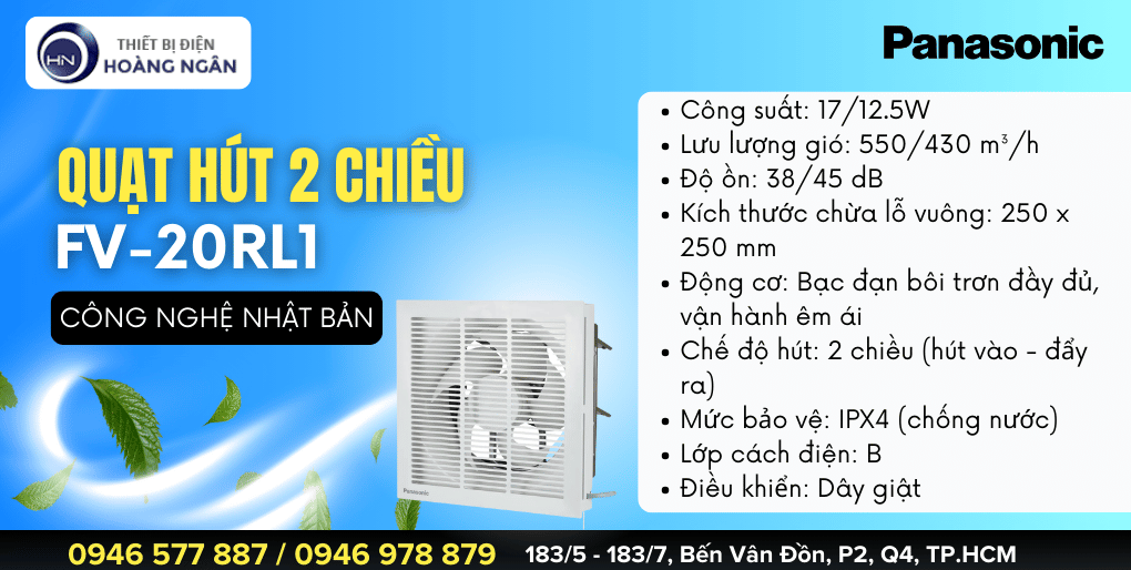 Quạt Thông Gió 2 Chiều Panasonic FV-20RL1