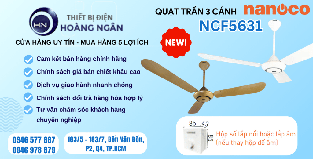 Quạt Trần 3 Cánh Giá Rẻ NCF5631 Nanoco