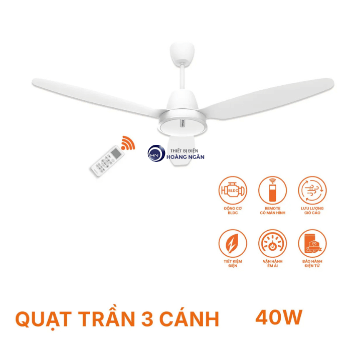 Quạt Trần 3 Cánh Màu Trắng NCF6031-W Nanoco