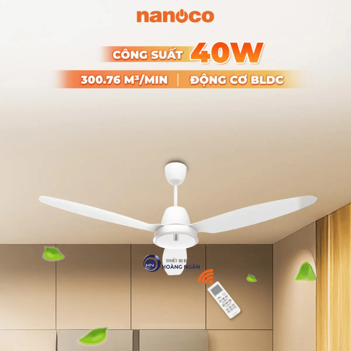 Quạt Trần 3 Cánh Màu Trắng NCF6031-W Nanoco