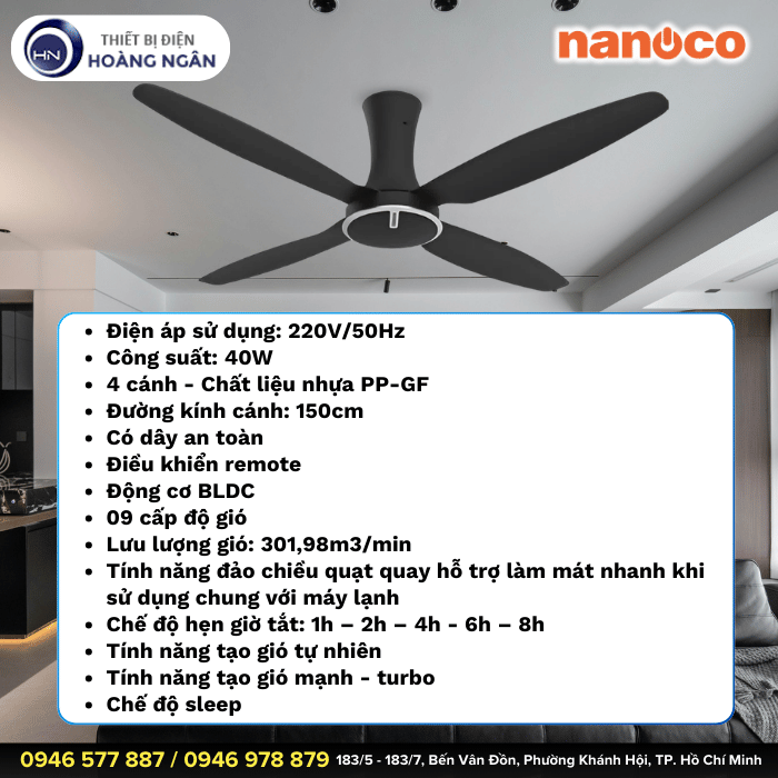 Quạt Trần 4 Cánh NCF6041 Nanoco