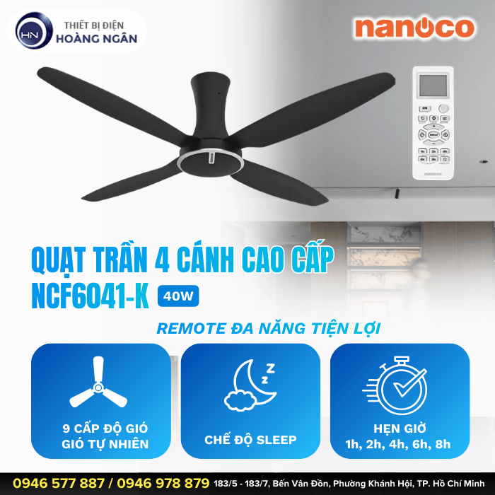 Quạt Trần 4 Cánh NCF6041 Nanoco
