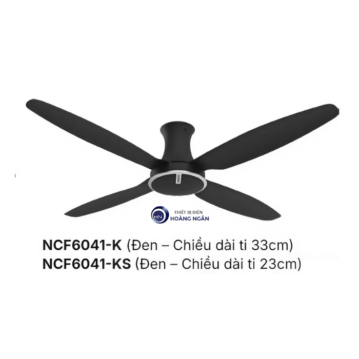 Quạt Trần 4 Cánh NCF6041-K Màu Đen Nanoco