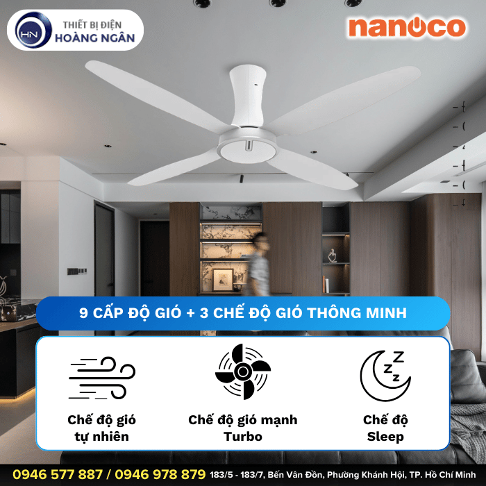 Quạt Trần 4 Cánh NCF6041-W Nanoco