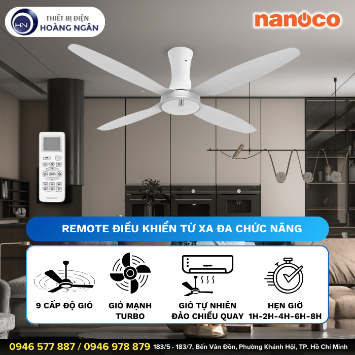 Quạt Trần 4 Cánh NCF6041-W Nanoco