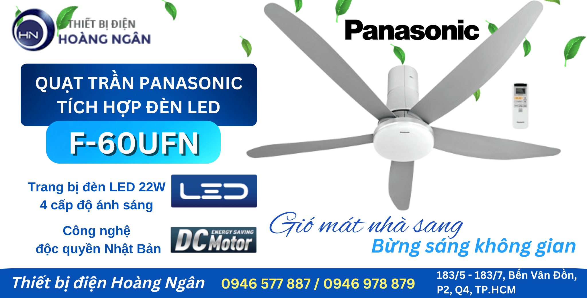 Quạt Trần 5 Cánh Có Đèn LED F-60UFN Panasonic