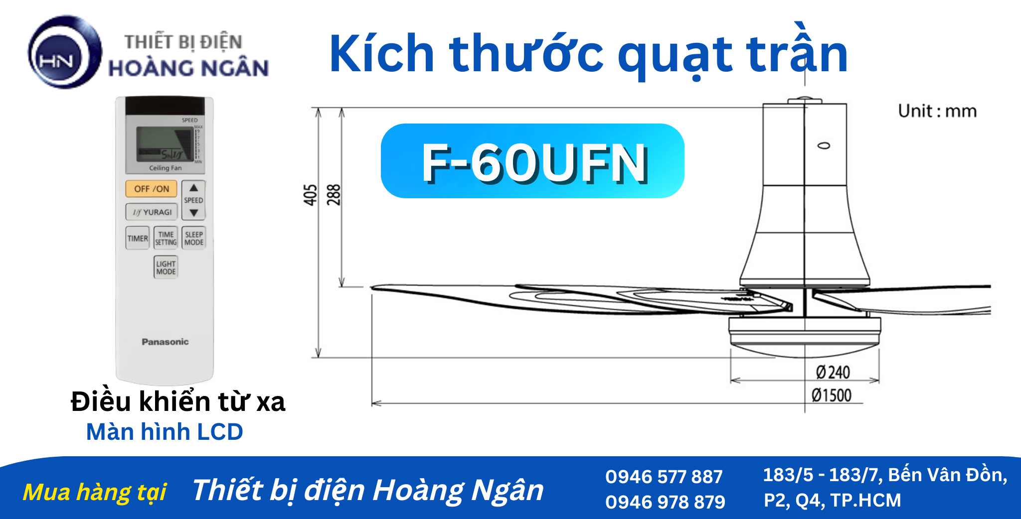 Quạt Trần 5 Cánh Có Đèn LED F-60UFN Panasonic