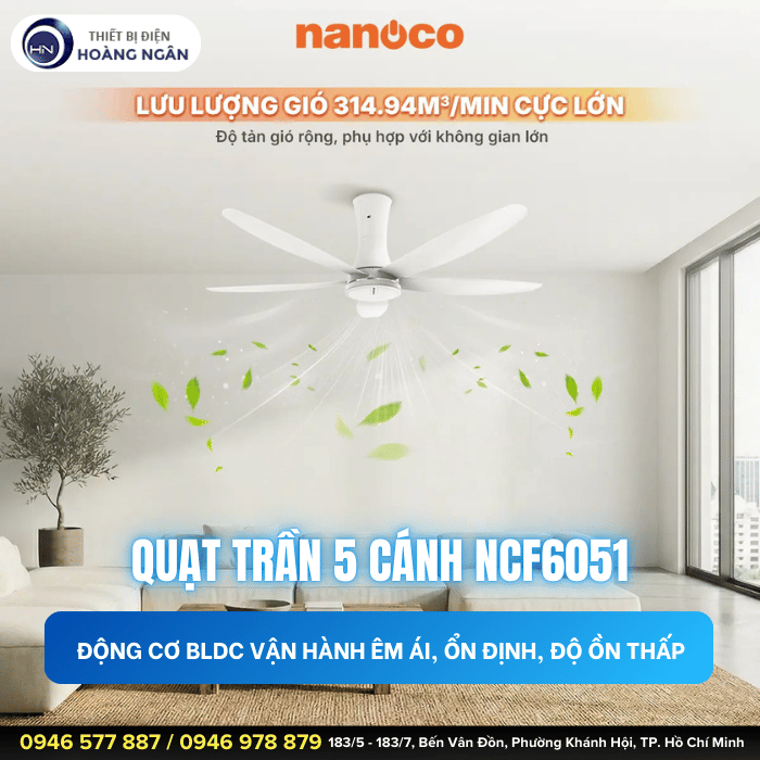 Quạt Trần 5 Cánh Nanoco NCF6051