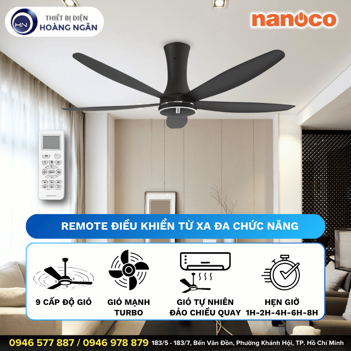 Quạt Trần 5 Cánh Nanoco NCF6051-K