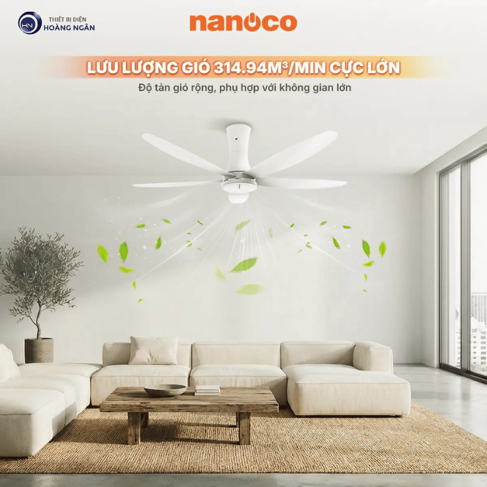 Quạt Trần 5 Cánh NCF6051-W Nanoco Màu Trắng