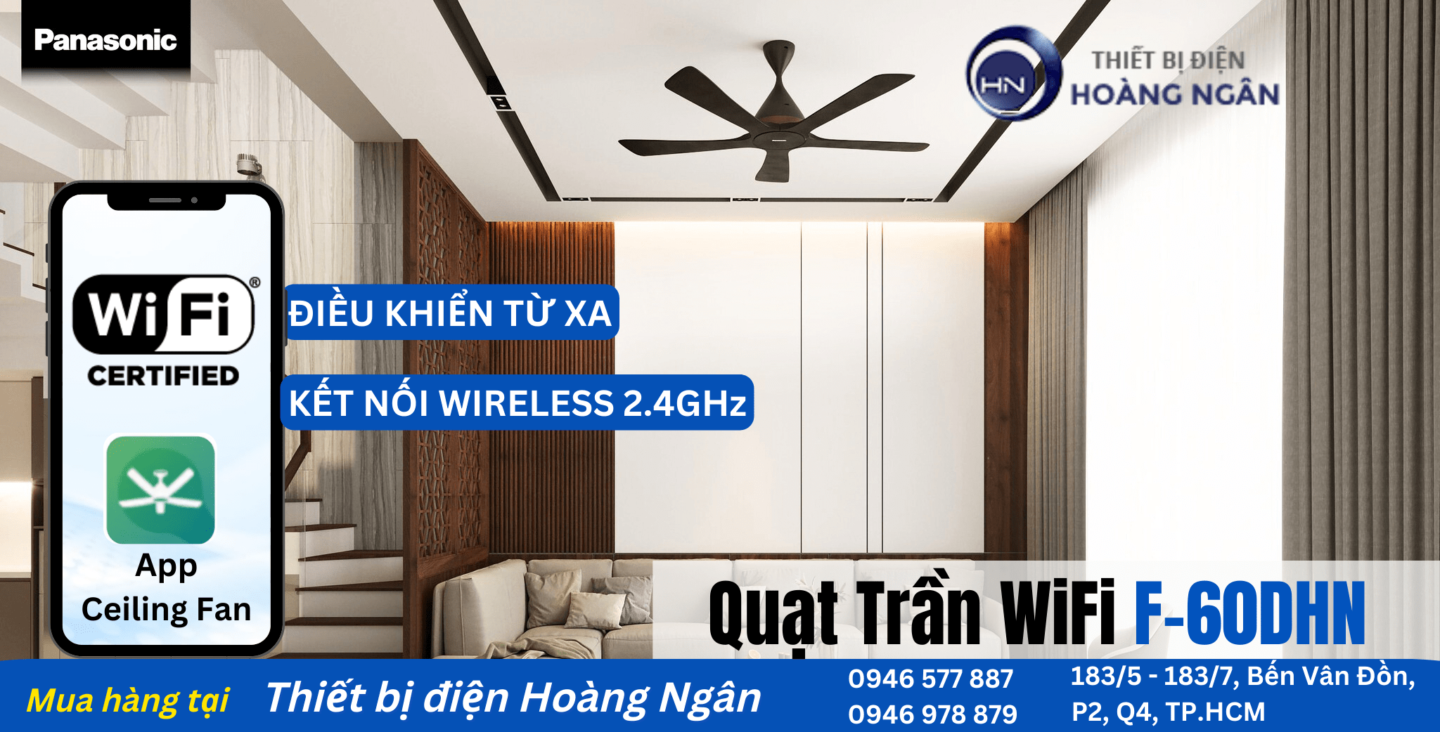 Quạt Trần 5 Cánh Panasonic Wifi F-60DHN