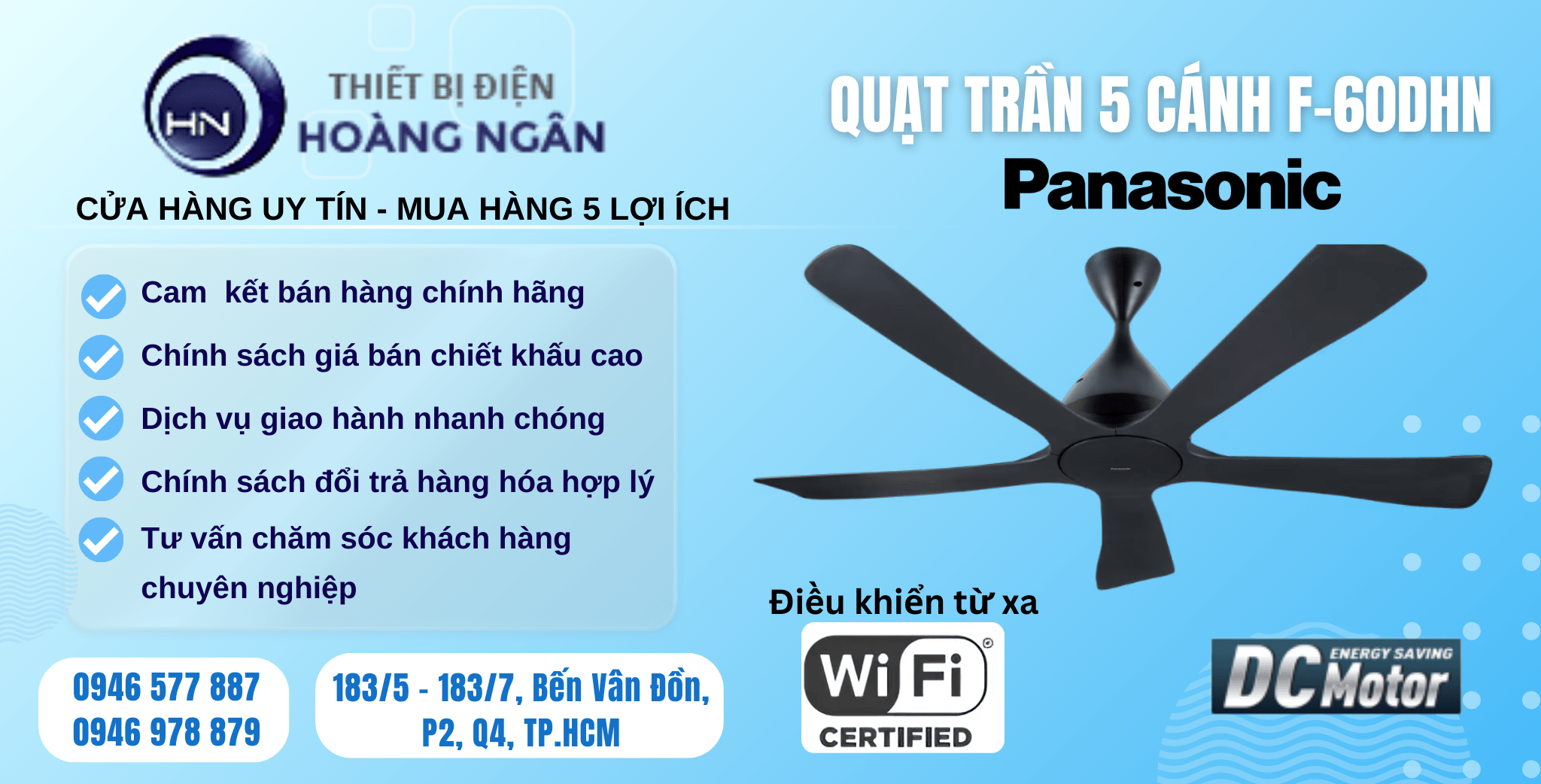 Quạt Trần 5 Cánh Panasonic Wifi F-60DHN