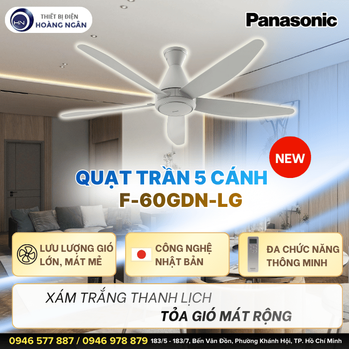 Quạt Trần 5 Cánh Panasonic F-60GDN-LG