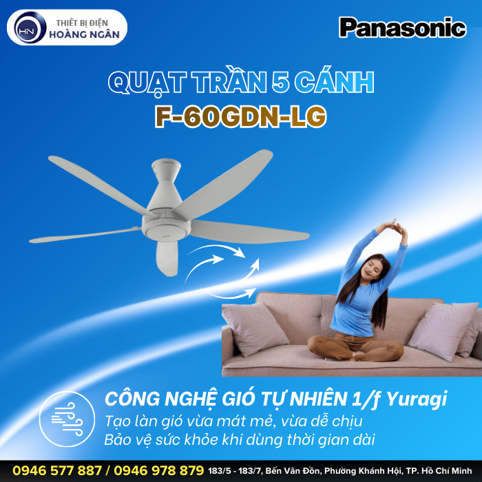 Quạt Trần 5 Cánh Panasonic F-60GDN-LG