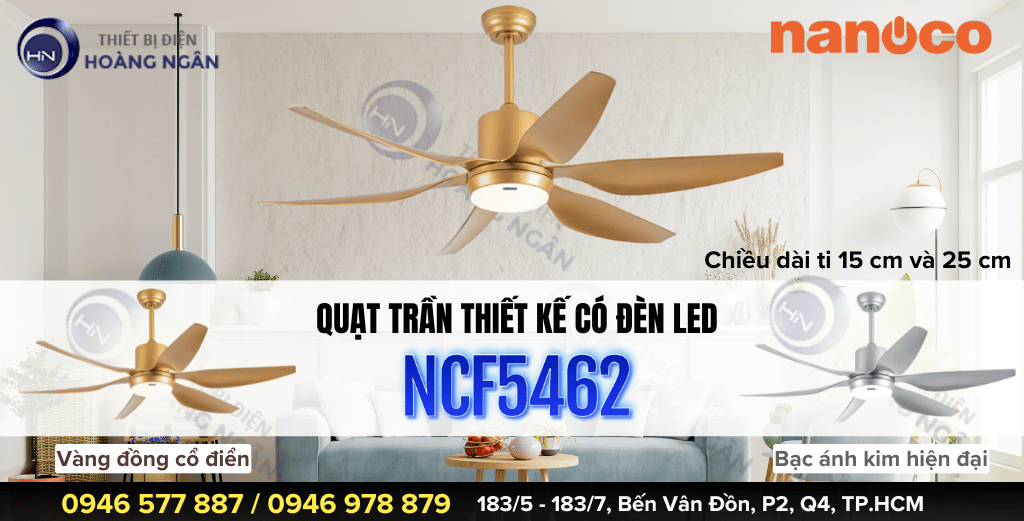 Quạt Trần Có Đèn LED NCF5462 NANOCO