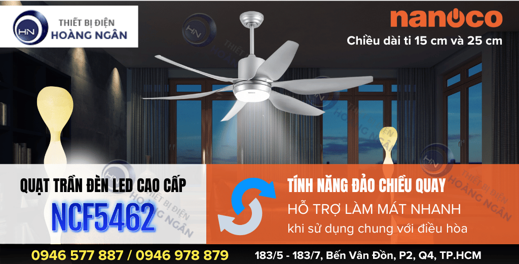 Quạt Trần Có Đèn LED Nanoco NCF5462 