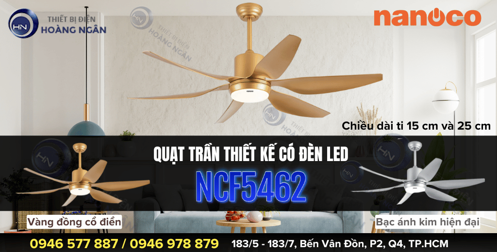 Quạt Trần Có Đèn LED Nanoco NCF5462