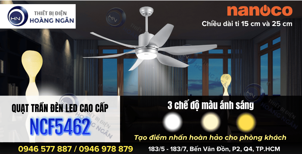 Quạt Trần Có Đèn LED Nanoco NCF5462