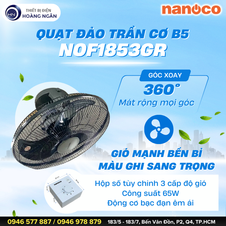 Quạt Trần Đảo B5 Nanoco NOF1853GR 65W