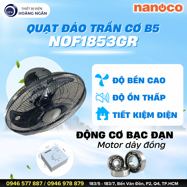 Quạt Trần Đảo B5 Nanoco NOF1853GR 65W