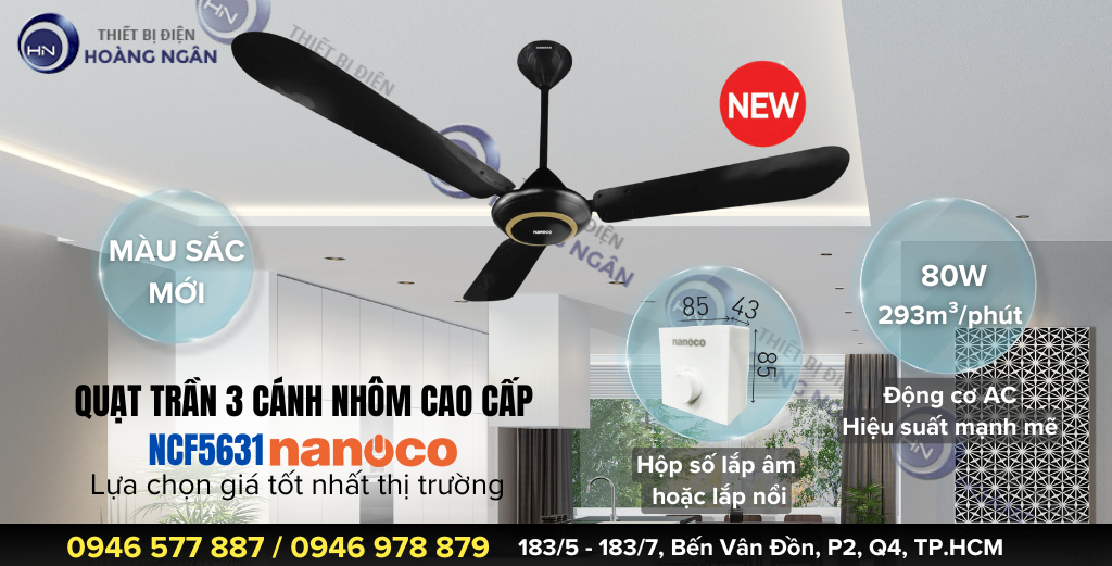 Quạt trần giá rẻ Nanoco NCF5631-K