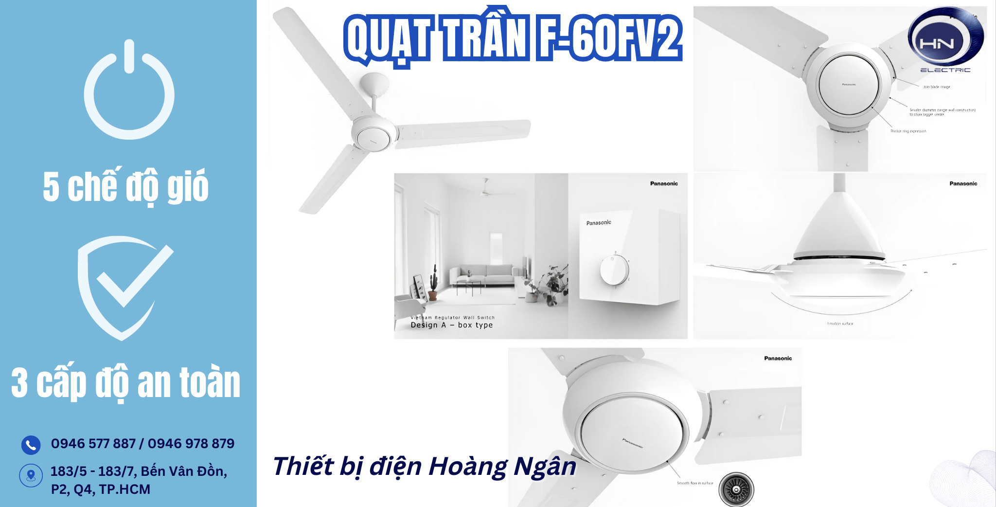 Quạt Trần Panasonic 3 Cánh F-60FV2