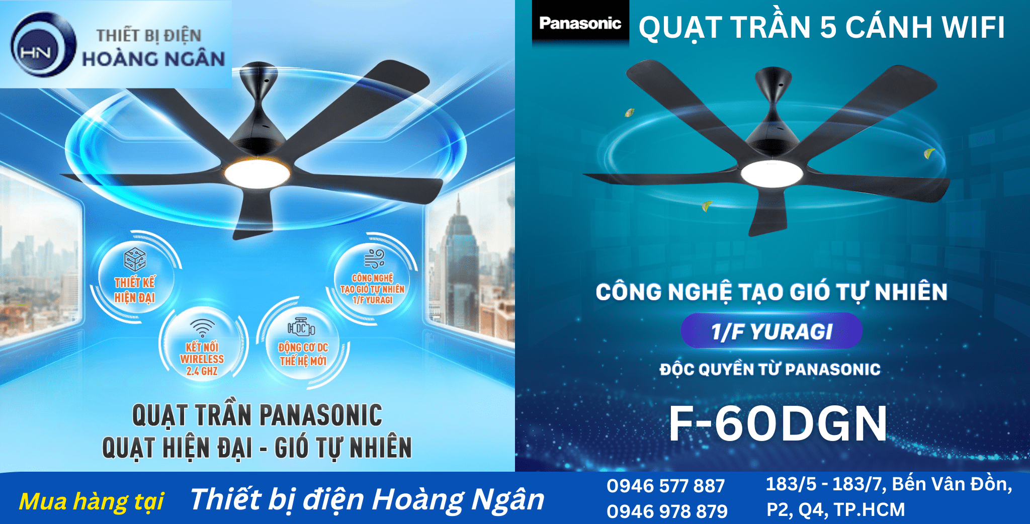 Quạt trần đèn Panasonic 5 cánh F-60TDN kết nối Wifi