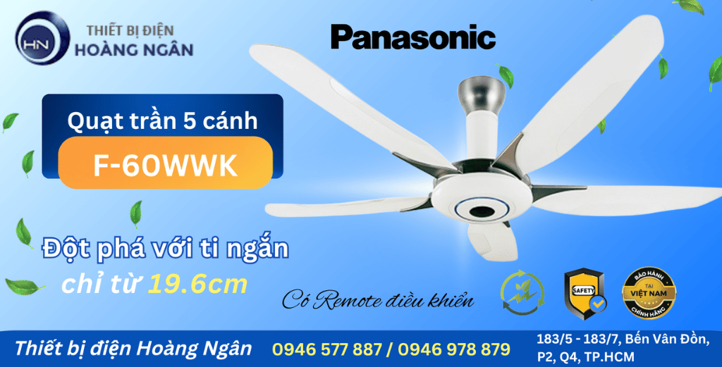 Quạt Trần Panasonic 5 Cánh F-60WWK